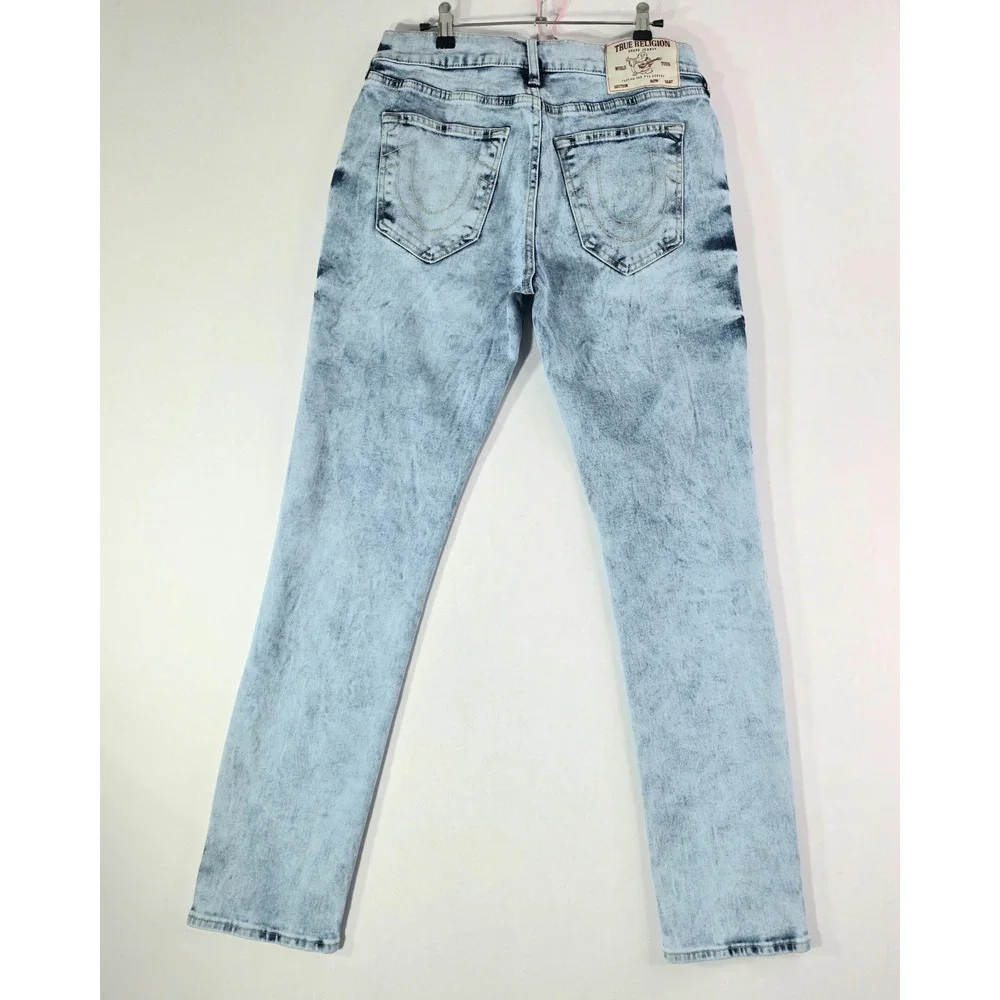 True Religion Geno Relaxed Slim Jeans Mens 31x31 Light Wash Blue Denim